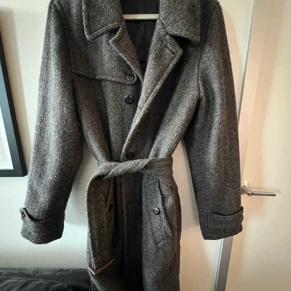 Men's M Classic Gray/ Dark Taupe  Wool Coat LLBEAN Unique Collaboration Design